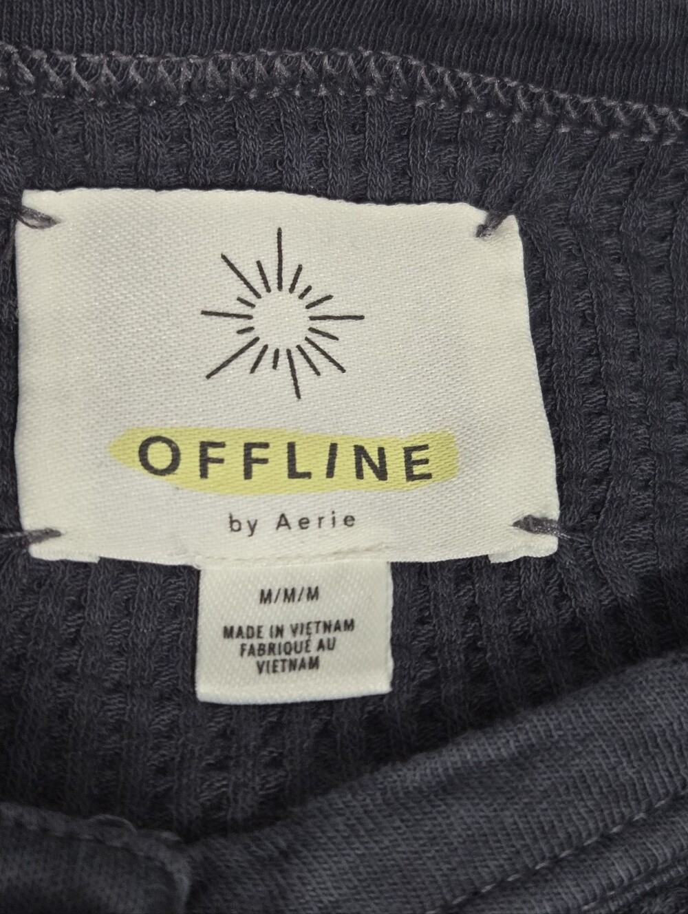 OFFLINE By Aerie Waffle Henley T-Shirt Charcoal Washed Size M - Picture 5 of 11